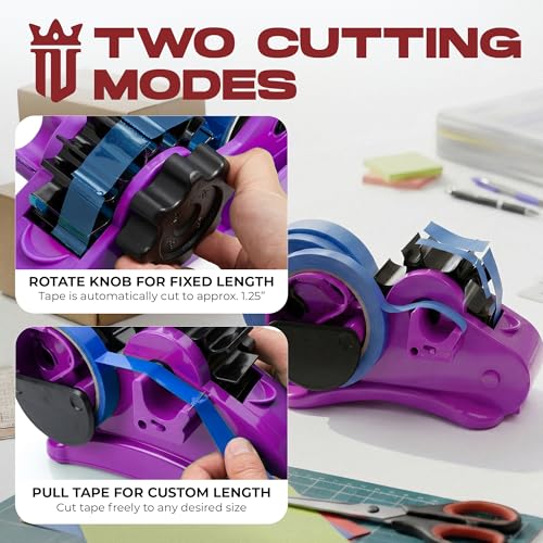 Multi Roll Tape Dispenser for Desk – 3 Roll Desktop Tape Holder with Non-Slip Base, Heavy Duty Tape Cutter for Sublimation Heat Tape, Crafts, School Supplies, Office, Masking & Washi Tape