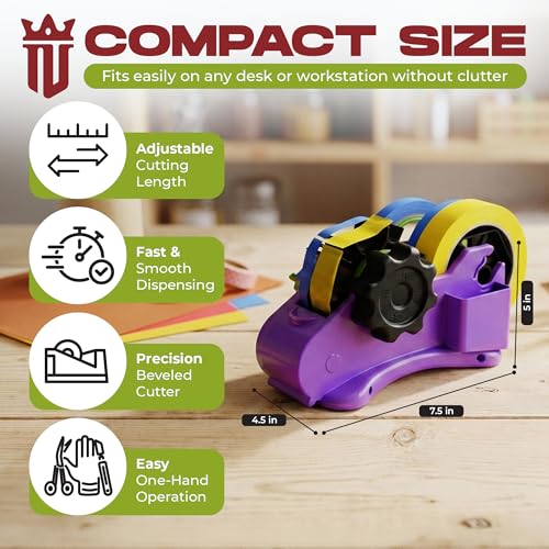 Multi Roll Tape Dispenser for Desk – 3 Roll Desktop Tape Holder with Non-Slip Base, Heavy Duty Tape Cutter for Sublimation Heat Tape, Crafts, School Supplies, Office, Masking & Washi Tape