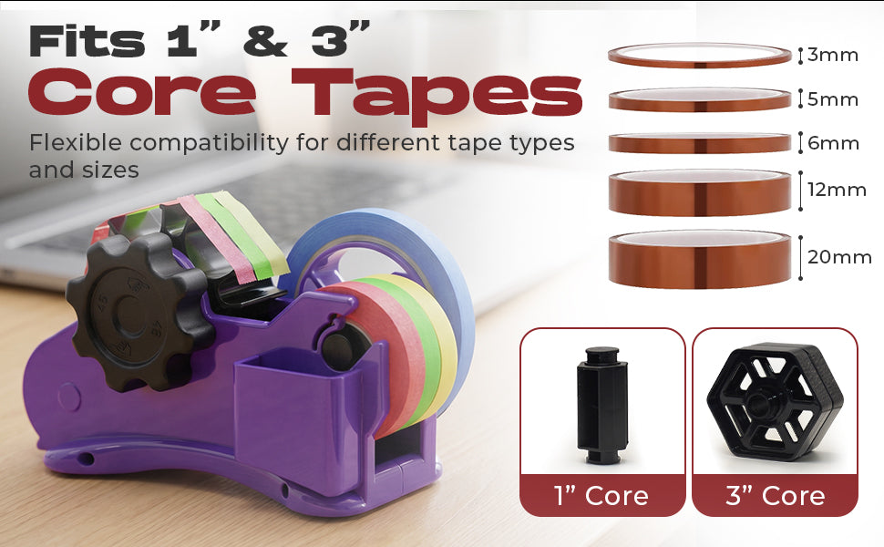 Multi Roll Tape Dispenser for Desk – 3 Roll Desktop Tape Holder with Non-Slip Base, Heavy Duty Tape Cutter for Sublimation Heat Tape, Crafts, School Supplies, Office, Masking & Washi Tape