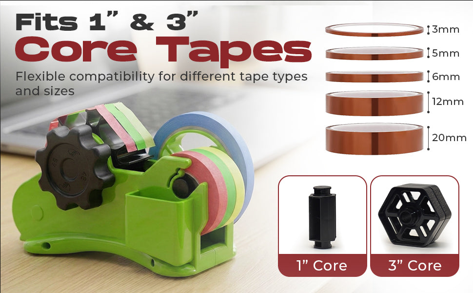 Multi Roll Tape Dispenser for Desk – 3 Roll Desktop Tape Holder with Non-Slip Base, Heavy Duty Tape Cutter for Office, Packing, Crafts, Washi, Masking & Heat Transfer Tapes