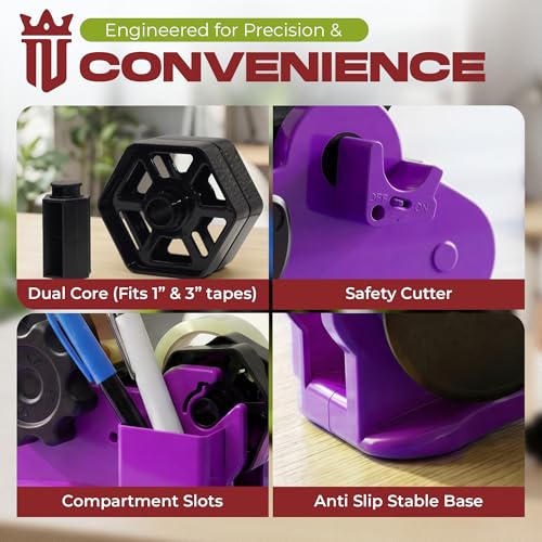 Multi Roll Tape Dispenser for Desk – 3 Roll Desktop Tape Holder with Non-Slip Base, Heavy Duty Tape Cutter for Sublimation Heat Tape, Crafts, School Supplies, Office, Masking & Washi Tape