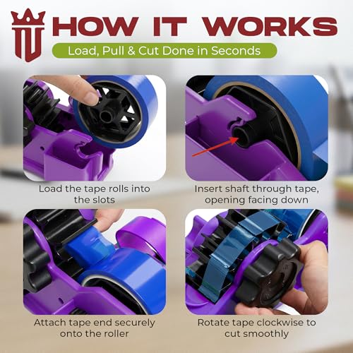 Multi Roll Tape Dispenser for Desk – 3 Roll Desktop Tape Holder with Non-Slip Base, Heavy Duty Tape Cutter for Sublimation Heat Tape, Crafts, School Supplies, Office, Masking & Washi Tape