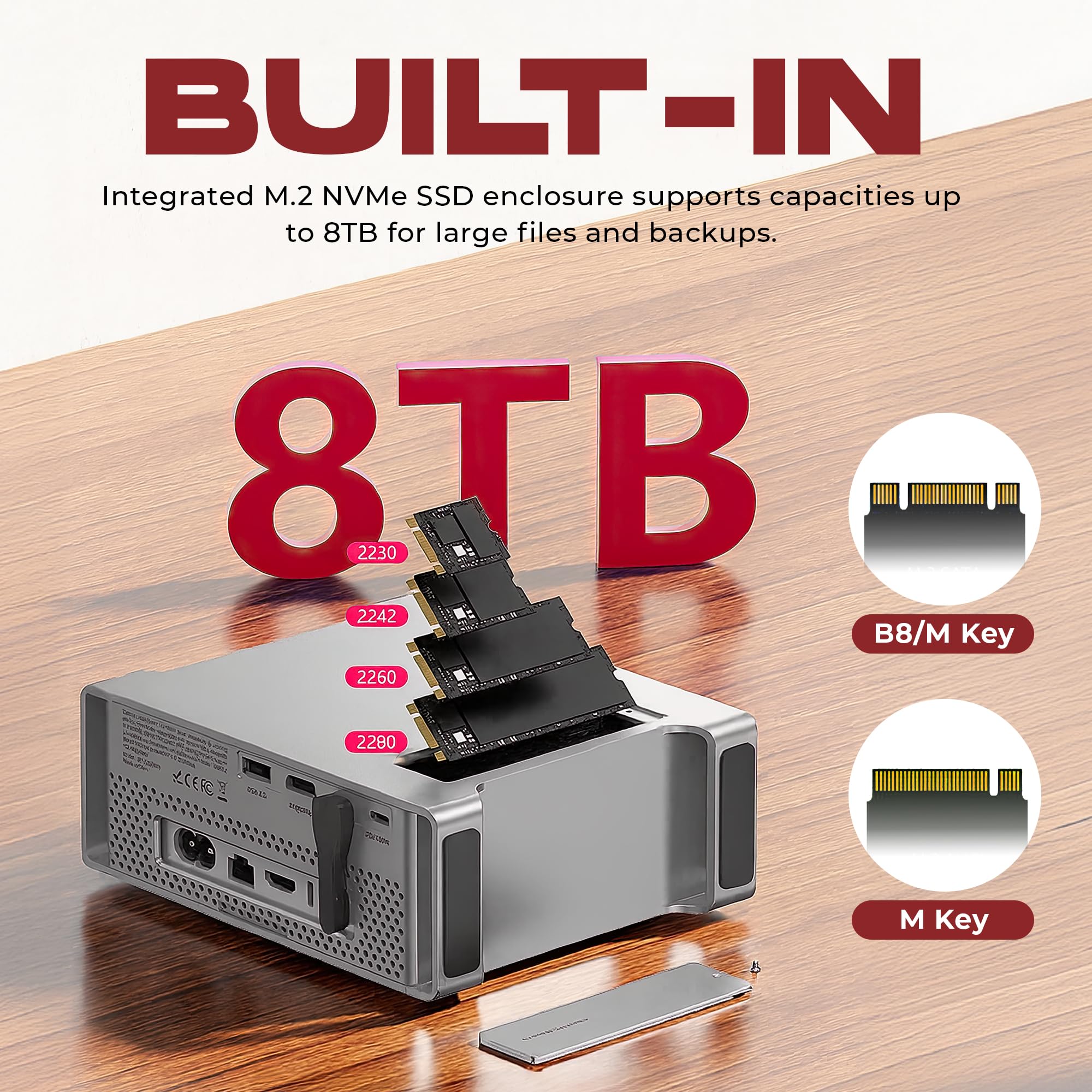 USB-C Hub Stand for Mac Mini M4 — M.2 NVMe SSD Enclosure, 4K HDMI, PD 100W